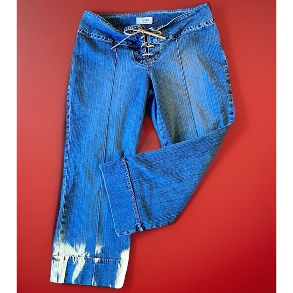 Jordache Denim - Y2K Jordache Lace Up Jeans Low Rise Flare Denim Grunge Goth Coquette 13/14
